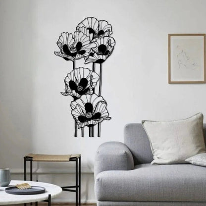 Long Flowers Metal Wall Art Decor