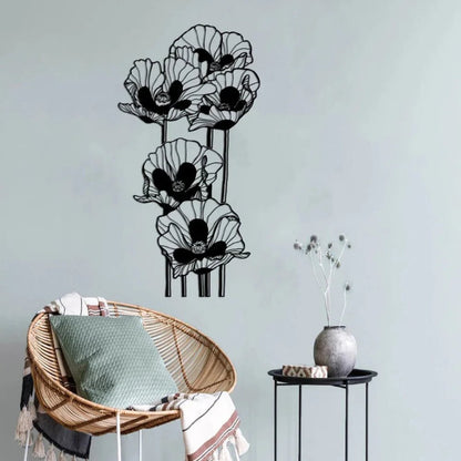 Long Flowers Metal Wall Art Decor